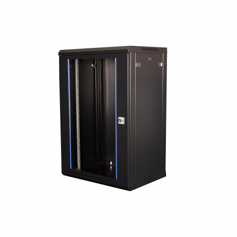 Шкаф 19" телекоммуникационный настенный,  18U 901x600х450 мм, дверь стекло, черный